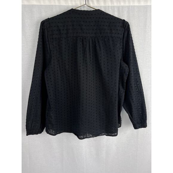 J. Crew Top Swiss Dot Shirt Blouse Black Feminine Corpcore Business Contemporary - Picture 3 of 6